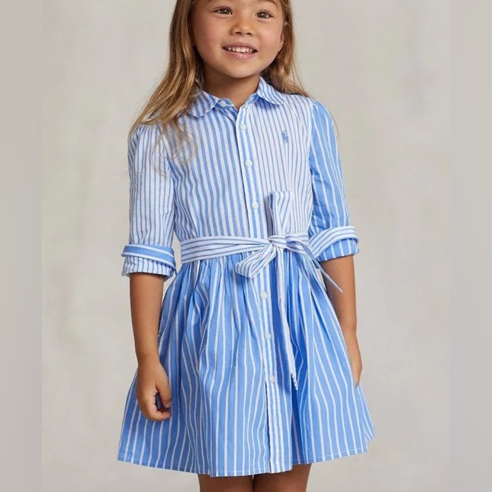 Polo Ralph Lauren Blue & White Striped Shirt Dress 14 EUC - Picture 4 of 16